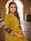 Mustard Yellow Rayon Print With Embroidery Work Anarkali Kurti Aaradhna 2030